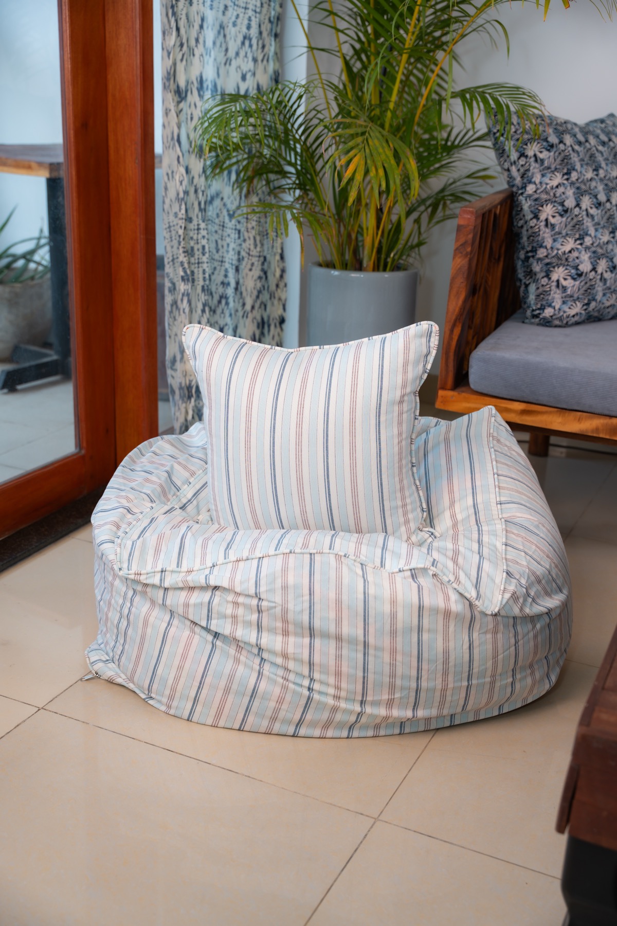 Striped bean bag chair