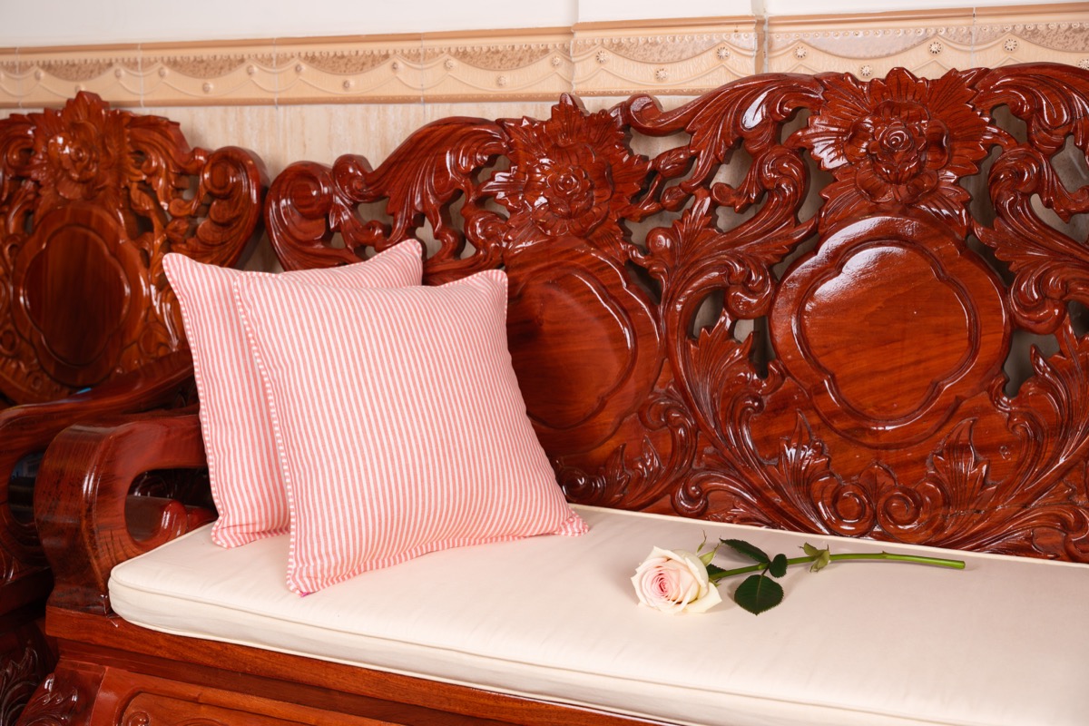 Pink striped silk cushions